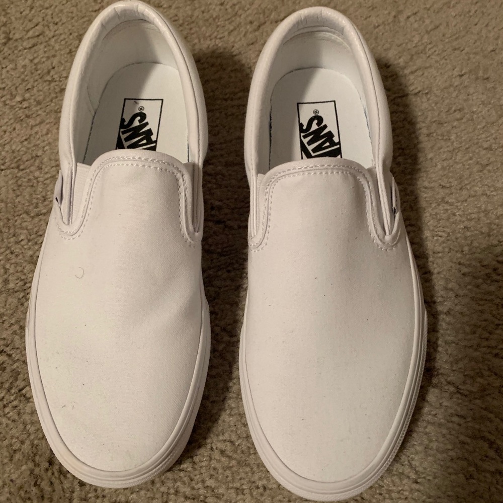 White Slip On Vans